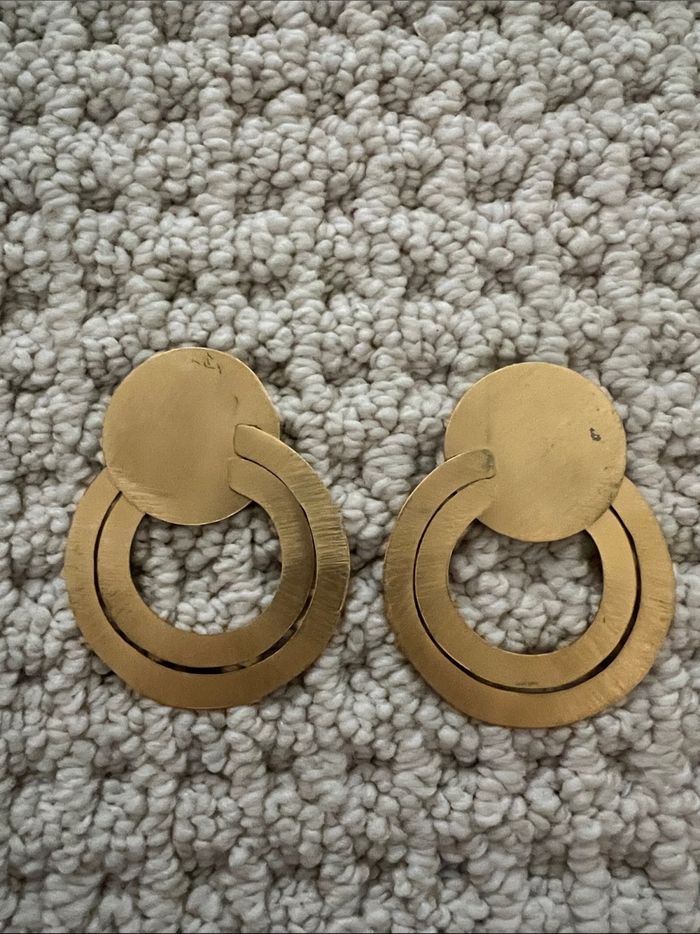 Anthropologie Gold Double Hoop Disk Earrings